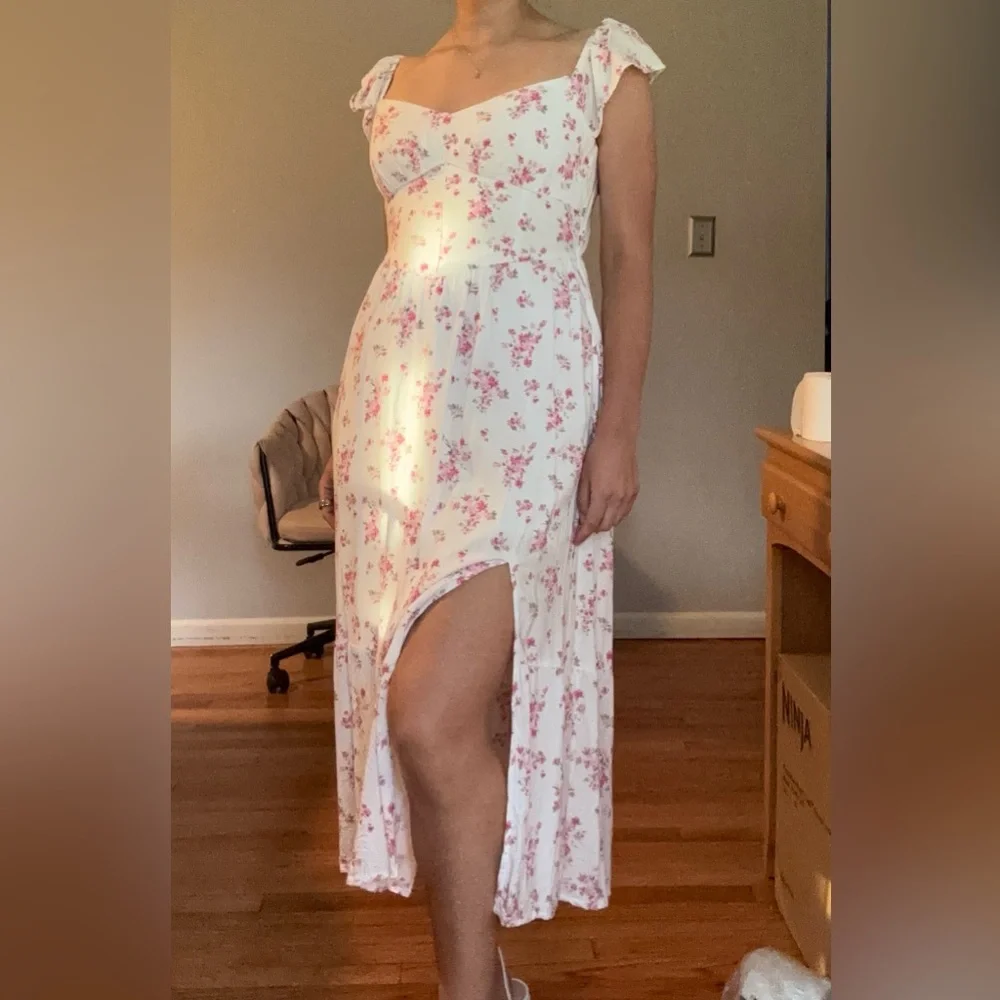 Floral White and Pink Maxi Dress - Picture 1 of 3